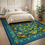 Teal Gold Mandala Persian Area Rug