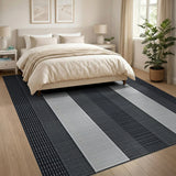Modern Black White Vertical Stripe Geometric Modern Area Rug