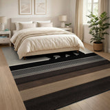 Standing Bear Brown Tan Striped Area Rug