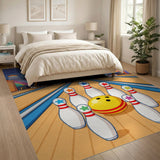 Vibrant Cartoon Bowling Alley Area Rug