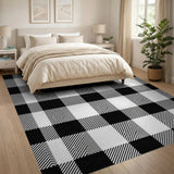 Geometric Modern Black White Buffalo Check Area Rug