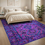 Vibrant Purple Pink Geometric Area Rug
