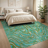 Teal Wave Abstract No. 6 Area Rug