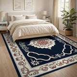 Multi-color and Patterns Traditional Persian Navy Persian Floral Medallion Area Rug