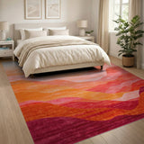 Multi-color and Patterns Sunset Waves Abstract Area Rug