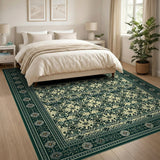 Ornate Green Ivory Traditional Persian Area Rug