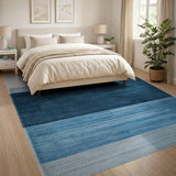 Gradient Blue Striped Textured Area Rug