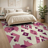 Pink Geometric Heritage Tribal Area Rug