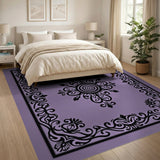 Elegant Purple Ornate Medallion Area Rug