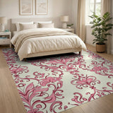 Pink Floral Damask Vintage Area Rug