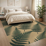 Beige Fern Leaf Pattern Area Rug