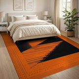 Bold Orange Black Halftone Geometric Area Rug