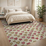 Pink Whimsical Pink Hearts Scatter Area Rug