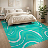 Teal Wave Abstract No. 4 Area Rug