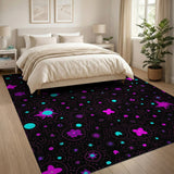 Vibrant Pink Teal Abstract Star Flower Rug