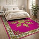 Vibrant Pink Gold Medallion Persian Rug