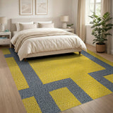 Bold Yellow Navy Grid Geometric Area Rug