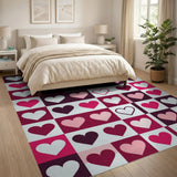 Vibrant Hearts Grid Area Rug