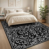 Ornate Black White Persian No. 5 Area Rug