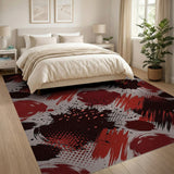 Bold Red Splatter Abstract Area Rug