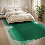 Layered Green Teal Geometric Area Rug