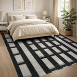 Geometric Modern Grid Black White Grid Geometric Area Rug