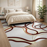 Brown and Tan Wavy Abstract Brown Tan Area Rug