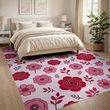 Blush Pink Rose Floral Area Rug