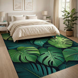 Boho Chic Lush Monstera Leaf Area Rug