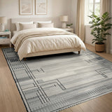 Grey Geometric Abstract Grey Area Rug
