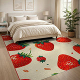 Red Strawberry Fruit Pattern Area Rug