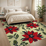 Red Poinsettia Floral Area Rug