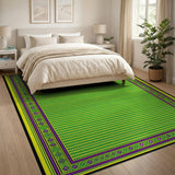 Vibrant Green Yellow Striped Heritage Rug