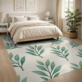 Watercolor Green Eucalyptus Leaves Area Rug