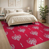 Bold Red Heritage Tribal Shield Rug