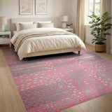 Pink Grey Spotted Abstract Area Rug