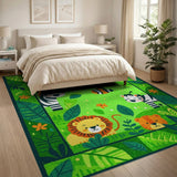 Playful Jungle Safari Kids Area Rug