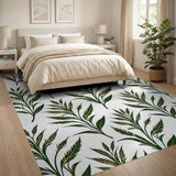 Green Gold Wheat Stalk Pattern Area Rug