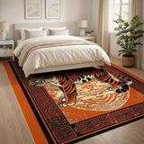 Fierce Orange Tiger Chinese Area Rug