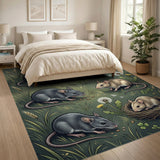 Whimsical Field Mice Meadow Area Rug