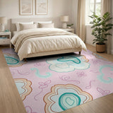 Whimsical Pink Teal Petal Butterfly Area Rug