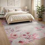 Blush Pink Peony Floral Vintage Rug