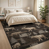 Rustic Elk Pine Barnwood Area Rug