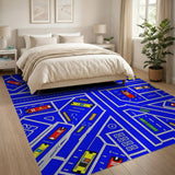 Kids Cartoon Multi-color and Patterns Kids Cartoon City Roads Play Rug