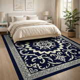 Navy Blue Persian Mandala Area Rug