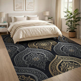 Opulent Gold Silver Ornate Arch Area Rug