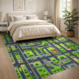 Cartoon City Streets Kids Play Rug