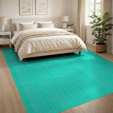 Teal Dot Grid Geometric Area Rug