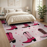 Sparkly Pink Cowboy Boots Pattern Area Rug