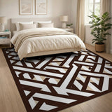 Interlocking Geometric Brown Tan Area Rug